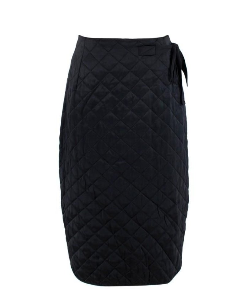 Celine Black Quilted Satin Pencil Skirt from Hewi