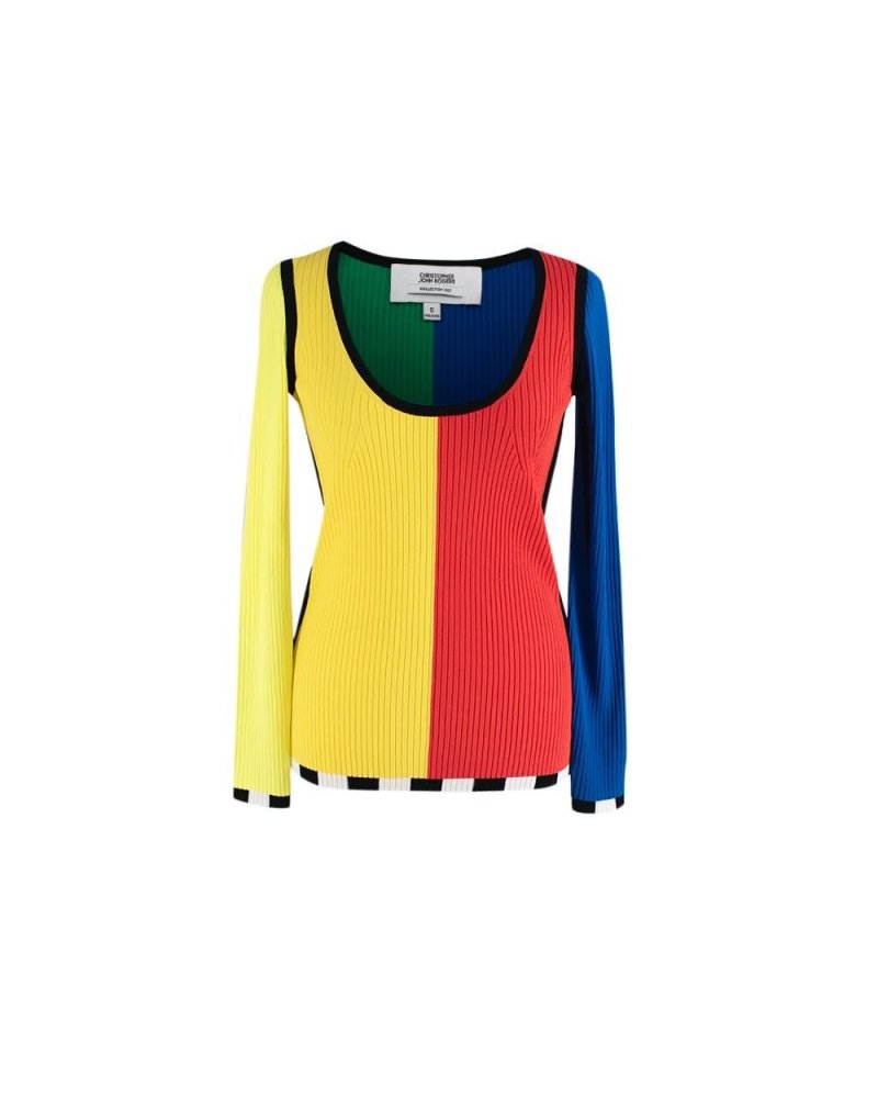 Christopher John Rogers, Multicolour ribbed knit top from Hewi