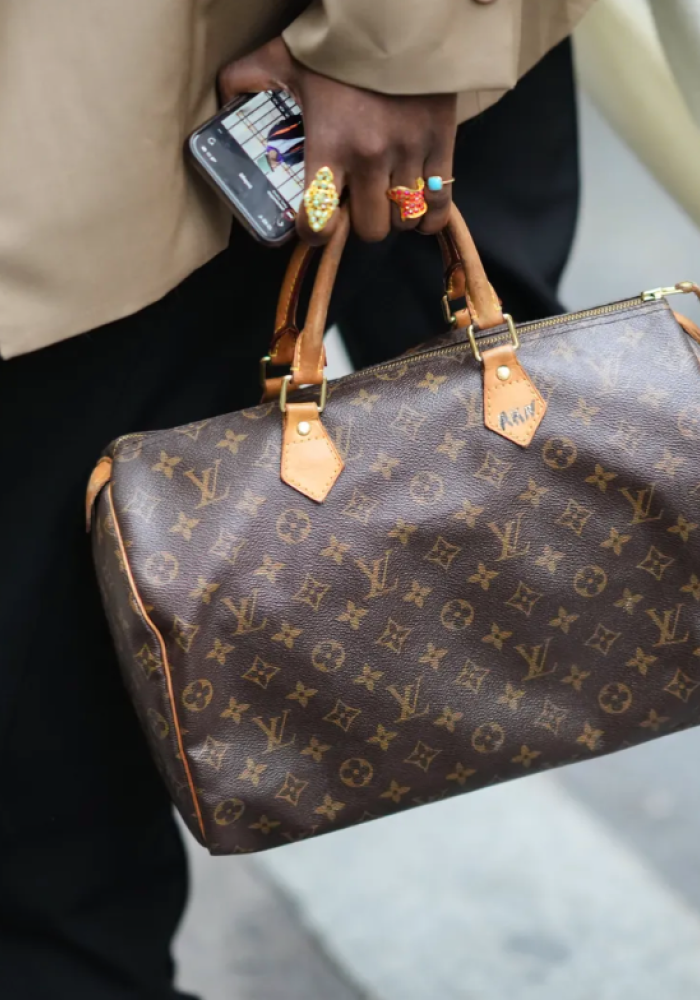 Louis Vuitton - Authenticated Onthego Handbag - Cloth Brown Plain For Woman, Very Good condition