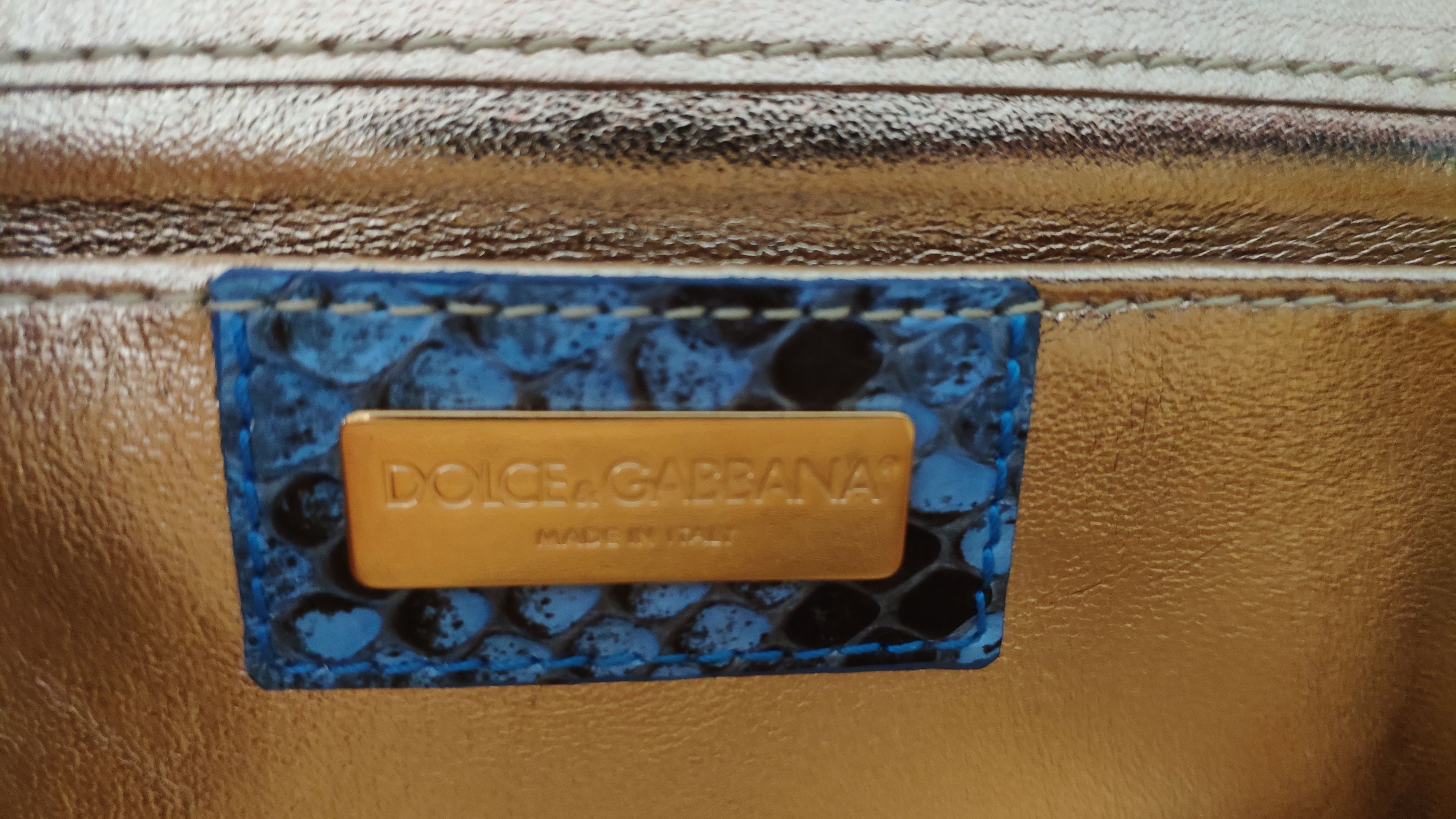 Preowned Dolce & Gabbana Python Panelled Epi Leather Clutch Silver 3