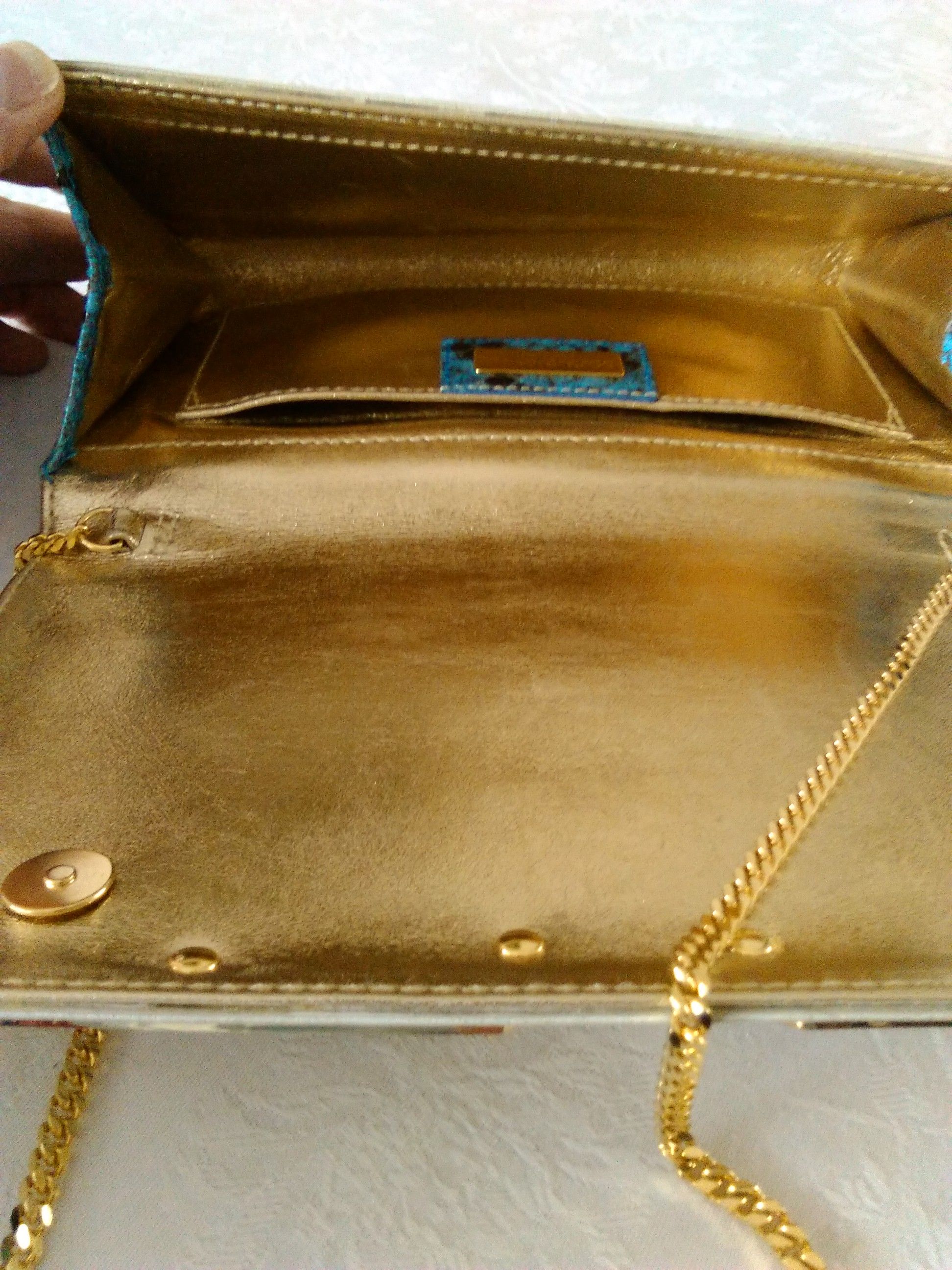 Preowned Dolce & Gabbana Python Panelled Epi Leather Clutch Silver 7
