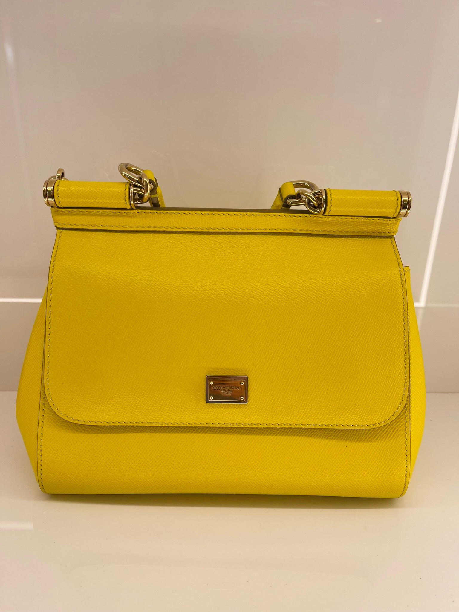 Preowned Dolce & Gabbana Yellow leather Sicily bag 2