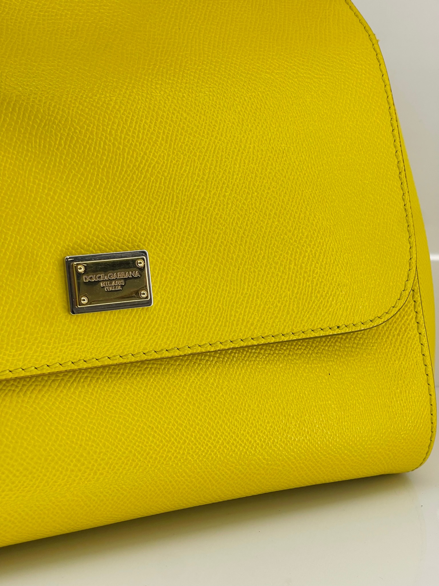 Preowned Dolce & Gabbana Yellow leather Sicily bag 5