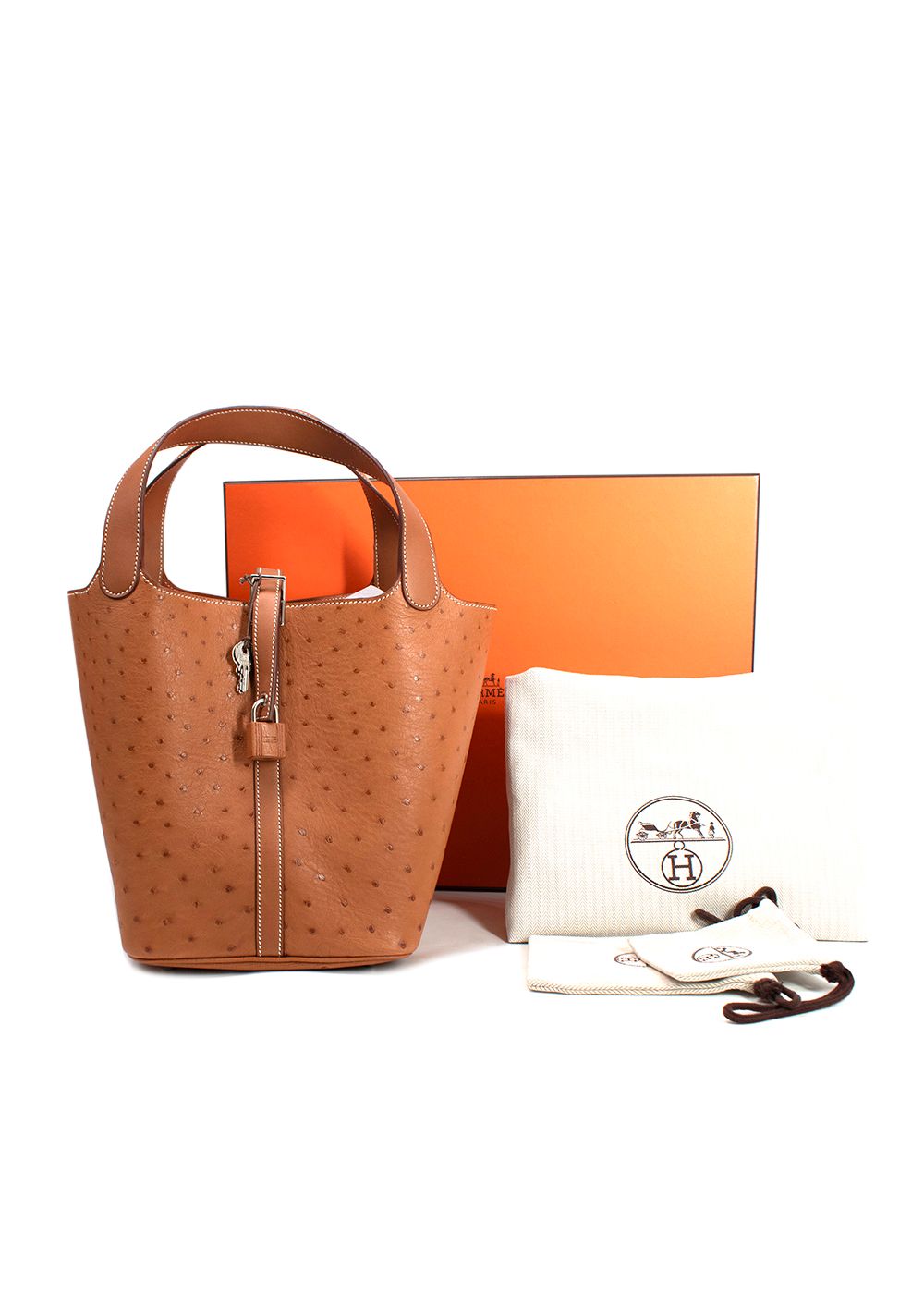 Hermes  Picotin Lock 22 in Gold Ostrich Leather with Palladium Hardware tan 2
