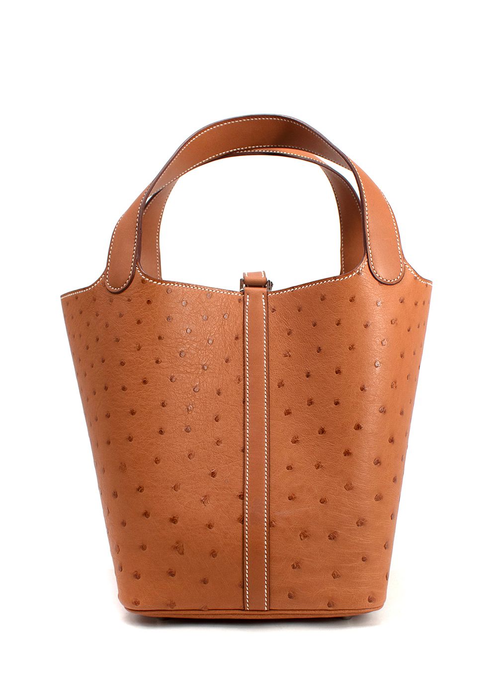 Hermes  Picotin Lock 22 in Gold Ostrich Leather with Palladium Hardware tan 3