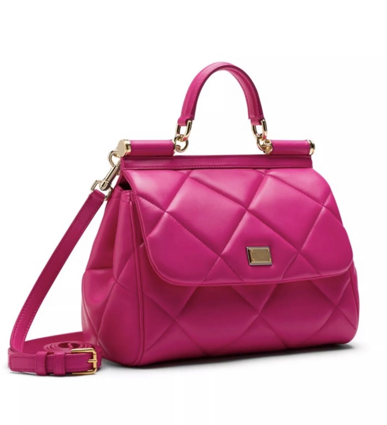 Dolce & Gabbana Pink Quilted Sicily Top Handle Bag lambskin 4