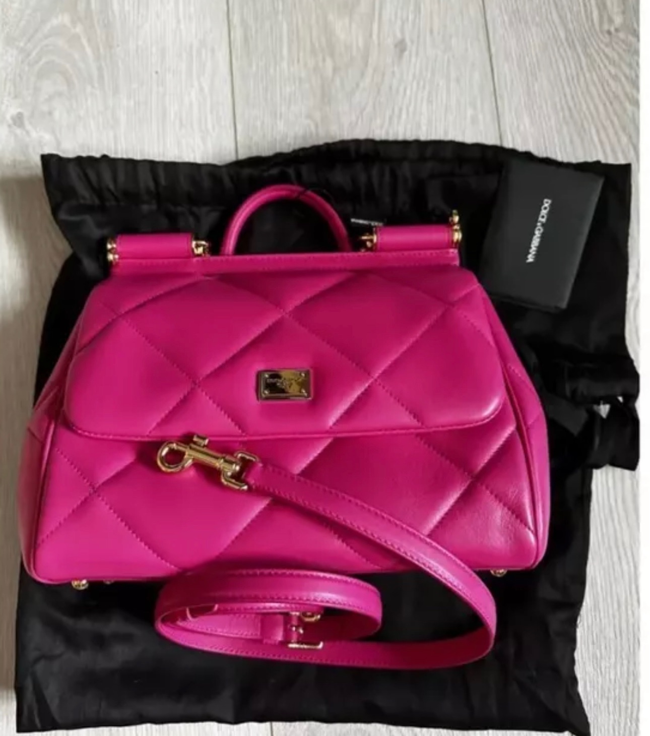 Dolce & Gabbana Pink Quilted Sicily Top Handle Bag lambskin 5