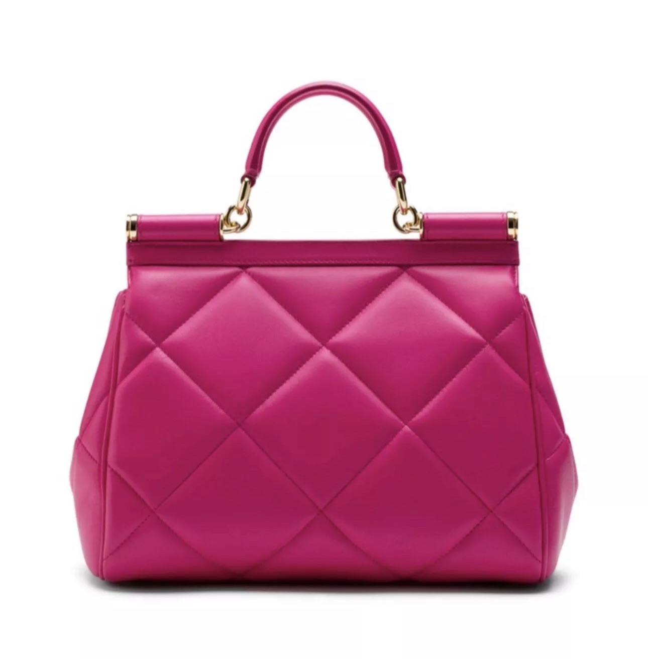 Dolce & Gabbana Pink Quilted Sicily Top Handle Bag lambskin 2