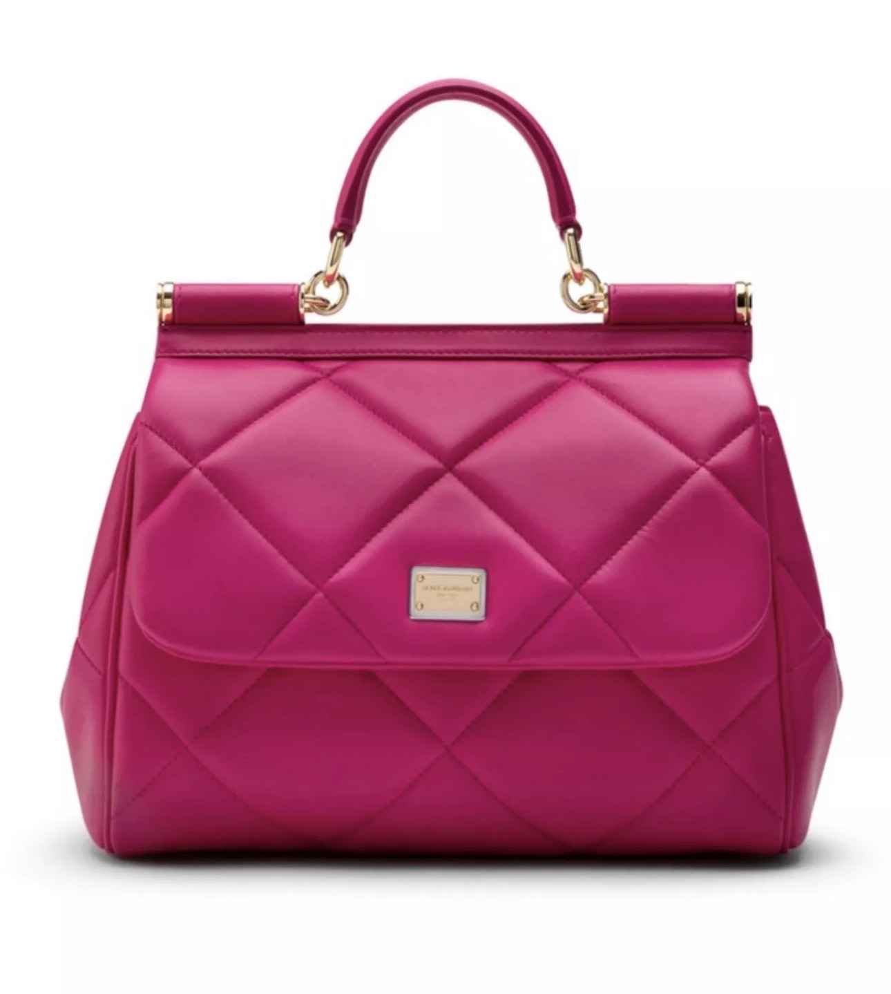Dolce & Gabbana Pink Quilted Sicily Top Handle Bag lambskin