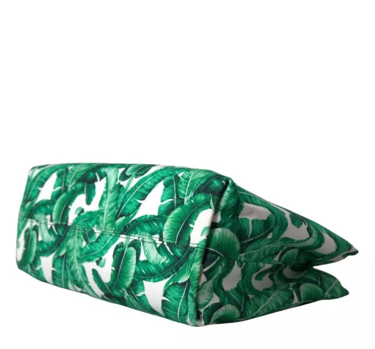 Dolce & Gabbana Green Leaf Print Tote Bag White/green cotton 5