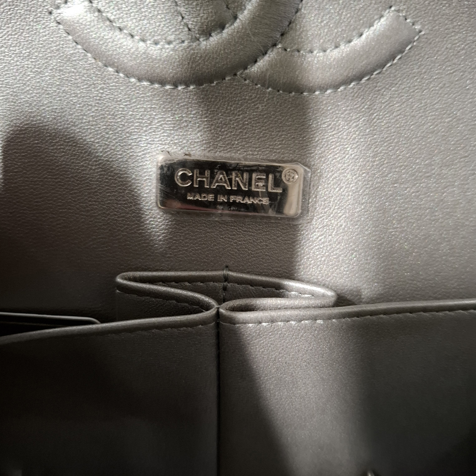 Preowned Chanel Silver Denim Medium Patchwork Double Flap Bag multicolor | multicolor 6