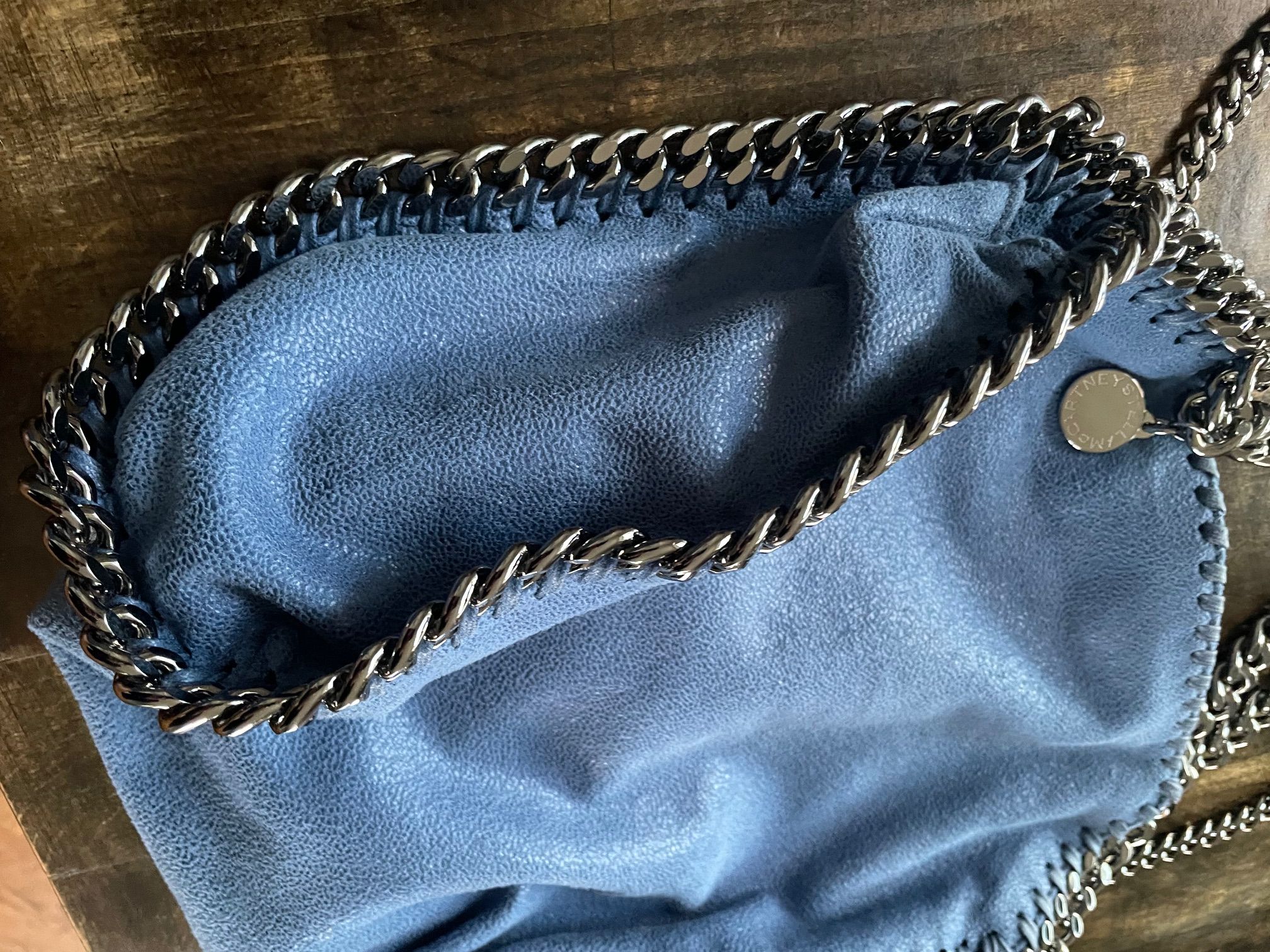 Stella McCartney Blue Tiny Falabella Tote Size 36 Light Blue vegetarian patent-leather/silver tone chain 4