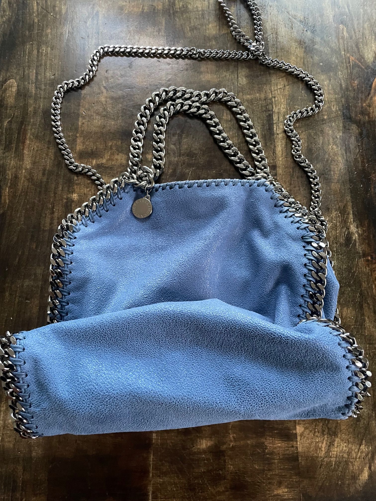 Stella McCartney Blue Tiny Falabella Tote Size 36 Light Blue vegetarian patent-leather/silver tone chain 5