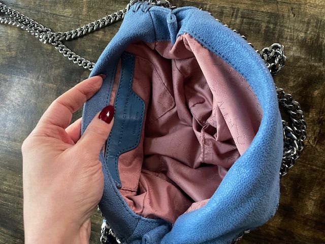 Stella McCartney Blue Tiny Falabella Tote Size 36 Light Blue vegetarian patent-leather/silver tone chain 7