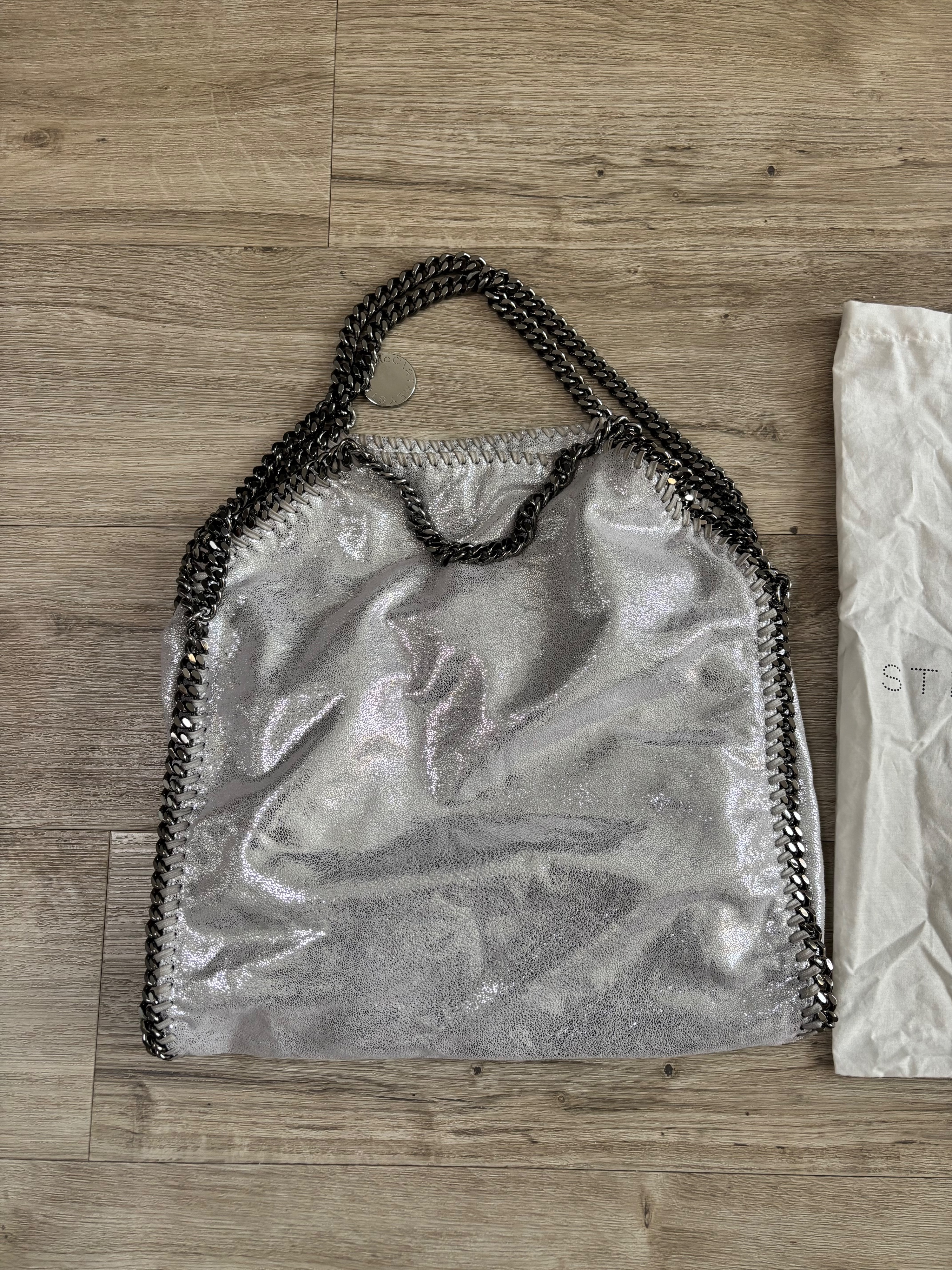 Preowned Stella McCartney Metallic Silver Falabella Shoulder Bag vegan leather 2