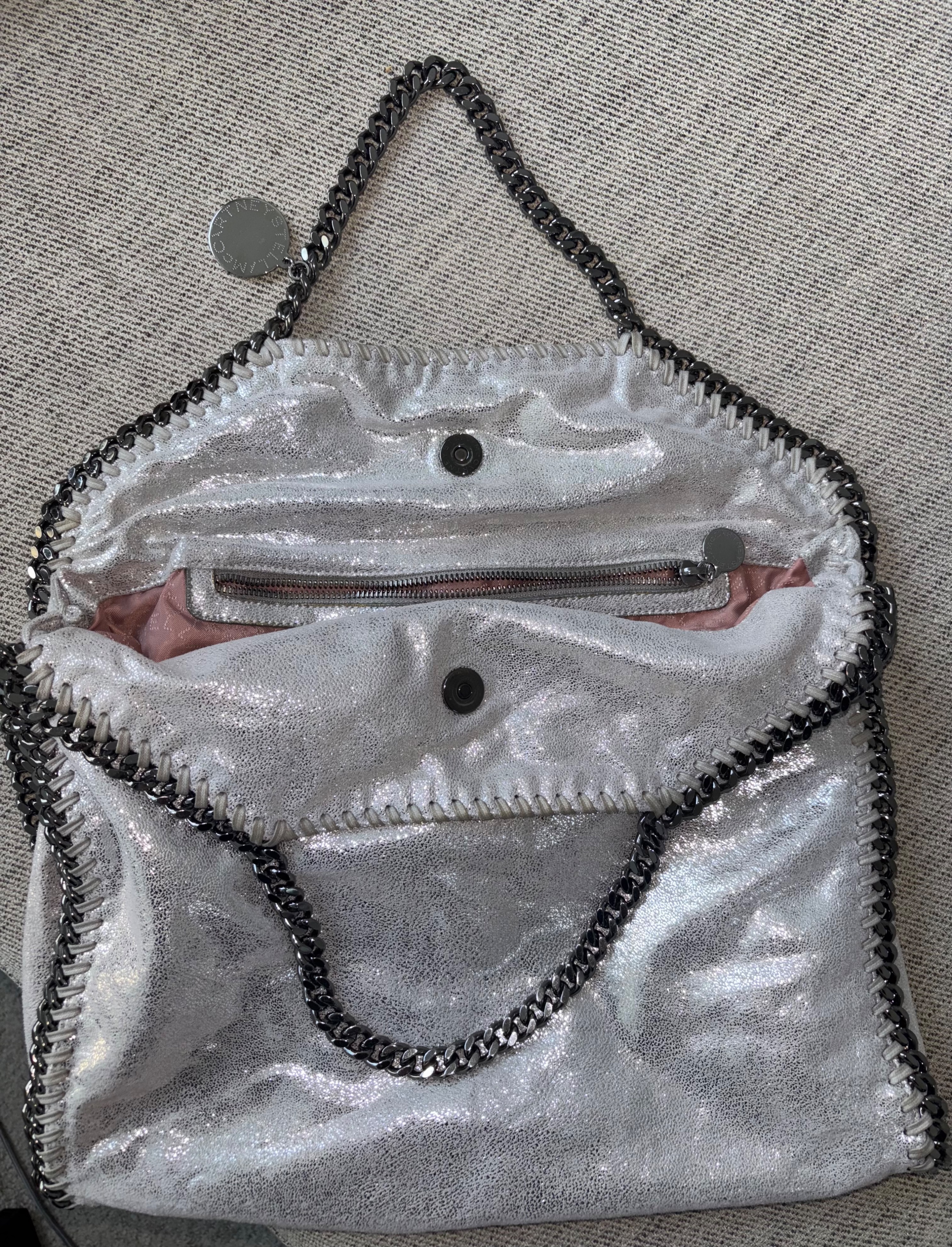 Preowned Stella McCartney Metallic Silver Falabella Shoulder Bag vegan leather 5