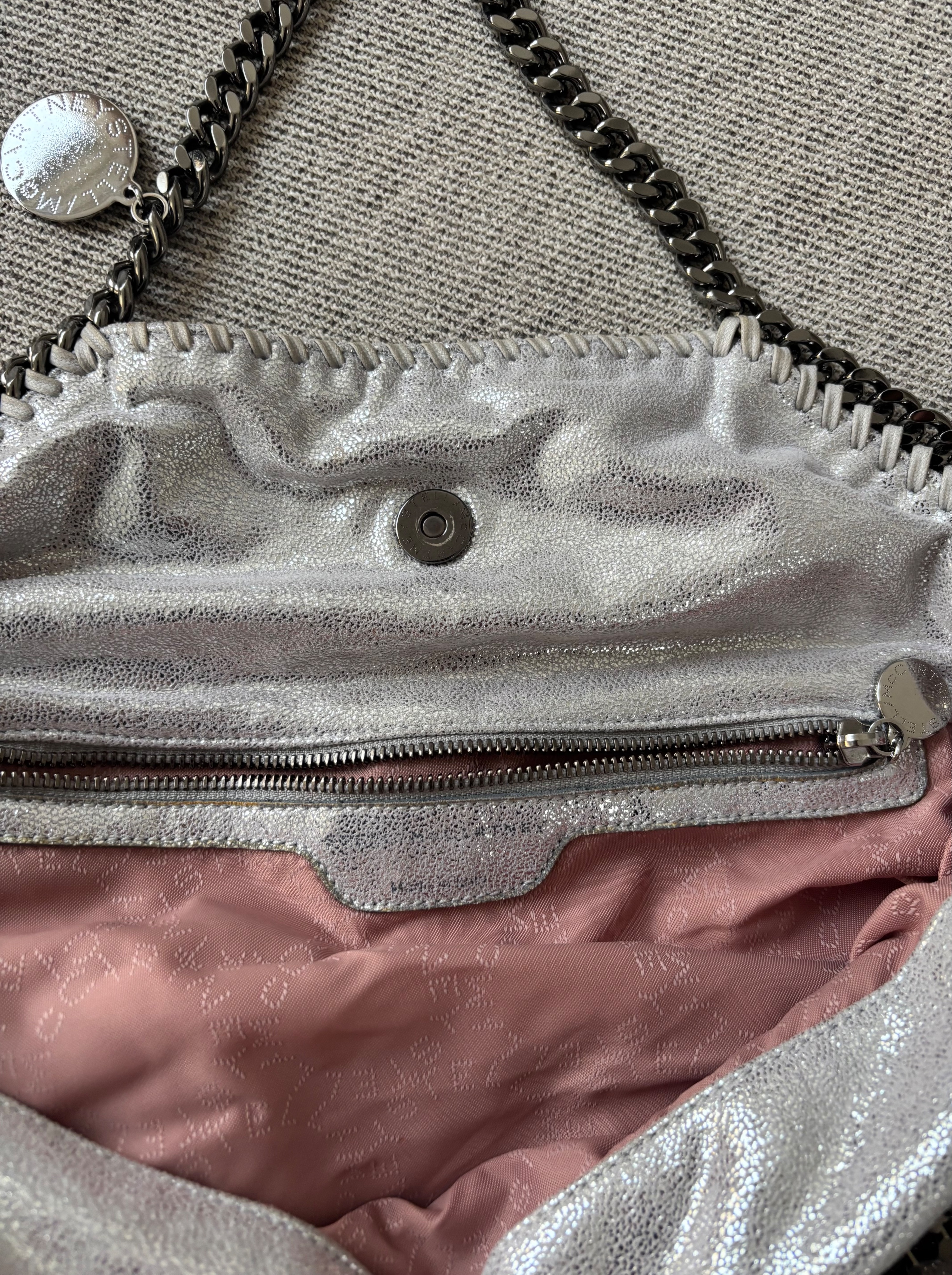 Preowned Stella McCartney Metallic Silver Falabella Shoulder Bag vegan leather 4