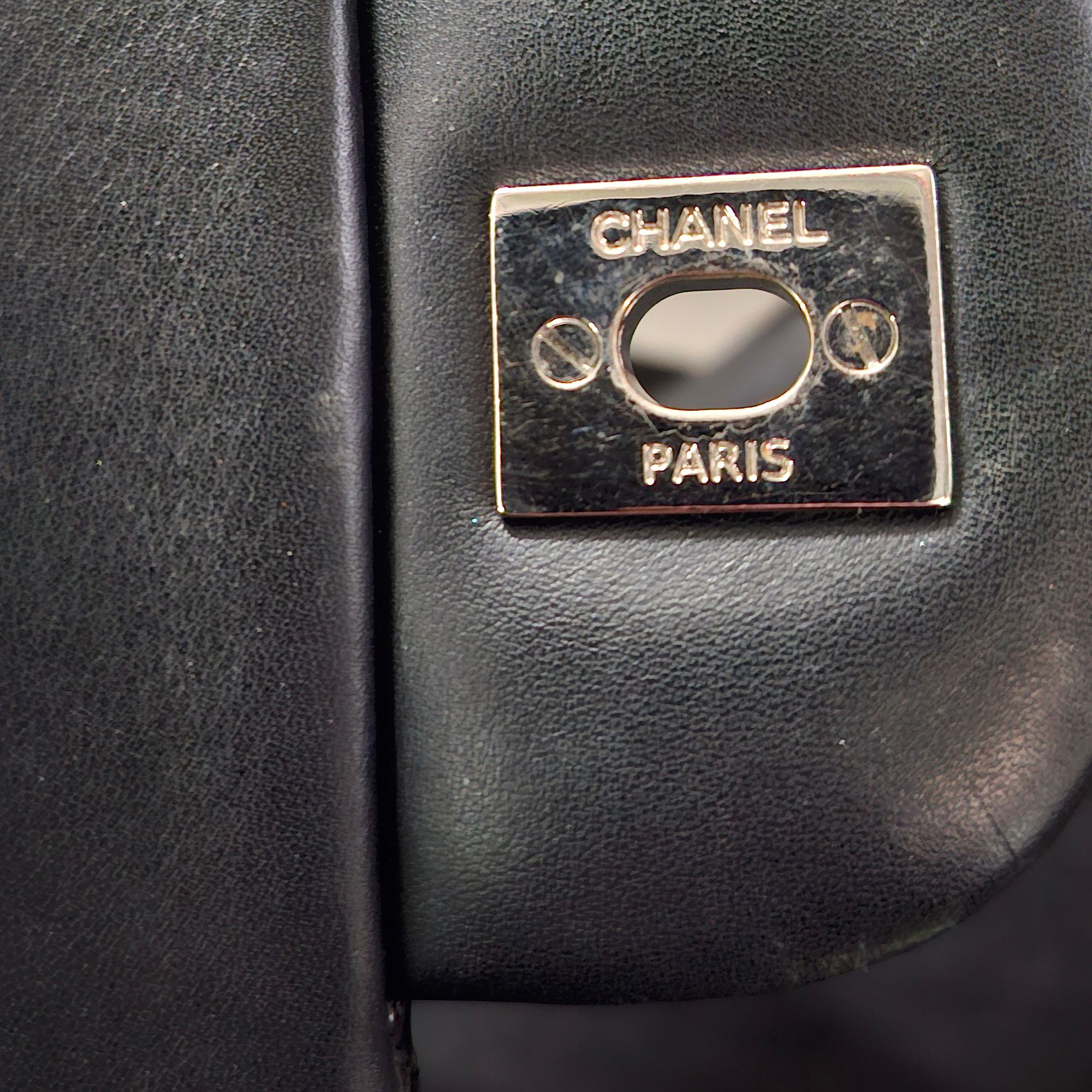 Preowned Chanel Black Patent Leather Jumbo Flap Bag leather/patent leather 7