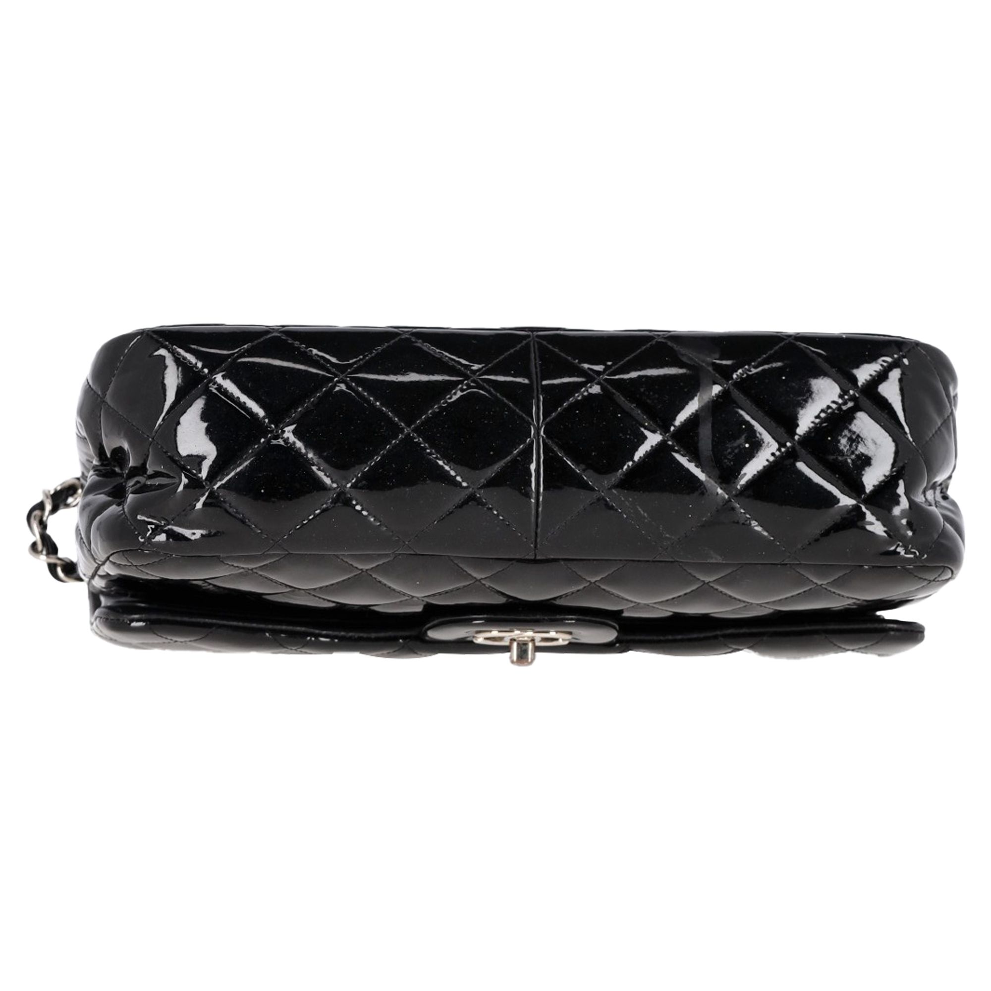 Preowned Chanel Black Patent Leather Jumbo Flap Bag leather/patent leather 5