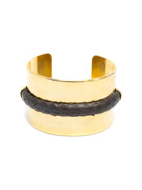 Stephane Rolland Gold Bangle with Faux Snake Skin Band