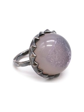 Bottega Veneta Natural Stone Ring In Sterling Silver