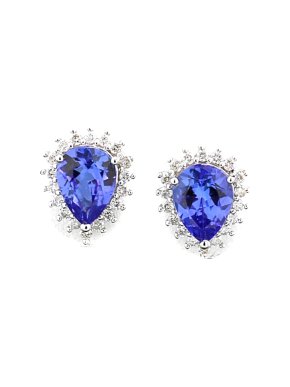 18k white gold earrings with diamonds and tanzanite
