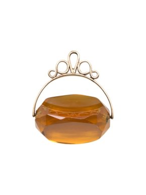 Bespoke Antique Large Topaz Quartz Gold Filigree Pendant