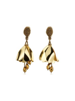 Oscar de la Renta Gold Impatiens Clip-on Earrings