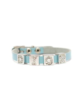 Bespoke Baby Blue Leather Dior Embellished Bracelet
