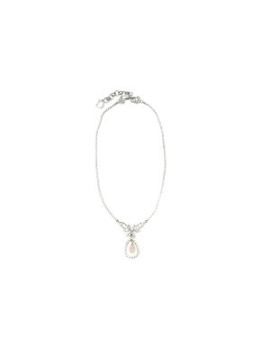 Dior Pink Faceted Stone Pendant Drop Crystal Embellished Necklace
