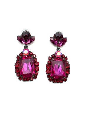 Bespoke Pink Crystal Embellished Earrings