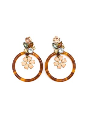 J.Crew Tortoiseshell Crystal Embellished Hoop Earrings
