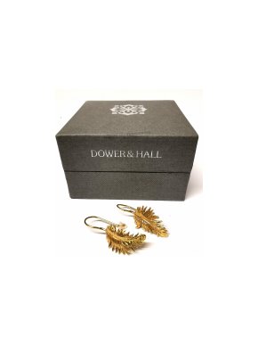 Dower & Hall Gold Feather Earrings