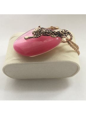 Bespoke Pink Stone Panther Pendant Necklace