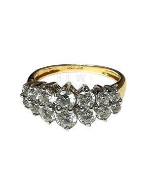 Bespoke Double Row Crystal Cluster Ring