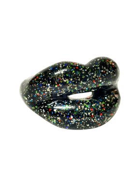 Solange Azagury Partridge Black Glitter lips Ring