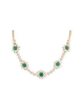Bespoke Yellow Gold Diamond and Emerald Necklace