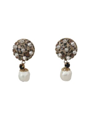 Dolce & Gabbana Leopard Print Studded Drop Earrings