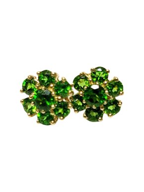 Bespoke demantoid Garnet cluster earrings