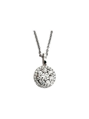 Cred Diamond Cluster Halo Pendant Necklace