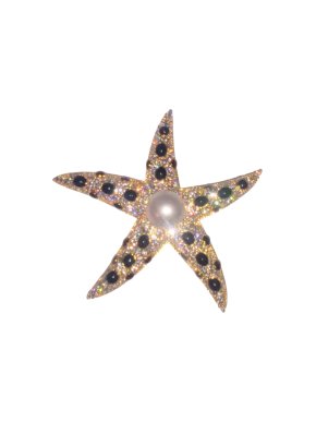 Bespoke Crystal & Pearl Embellished Starfish Brooch