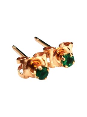 Bespoke Yellow Gold 0.20ct Emerald Stud Earrings