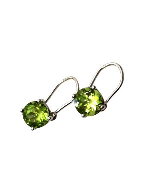 Bespoke Peridot solitaire drop earrings