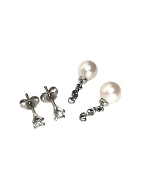 Bespoke Diamond Solitaire Earrings with Detachable Pearl Drop
