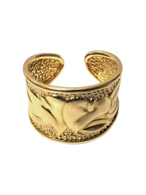 Bassini 18ct yellow Gold Floral Band Ring