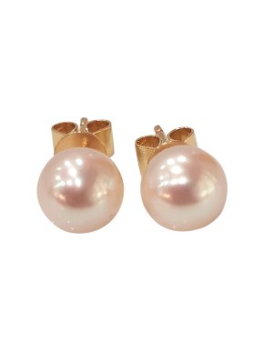 Bespoke Pink Akoya Pearl Gold Studded Earrings