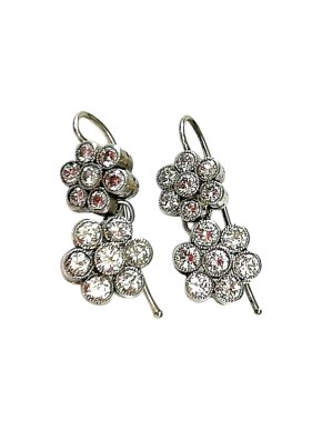 Bespoke vintage double diamond daisy cluster earrings - 1900