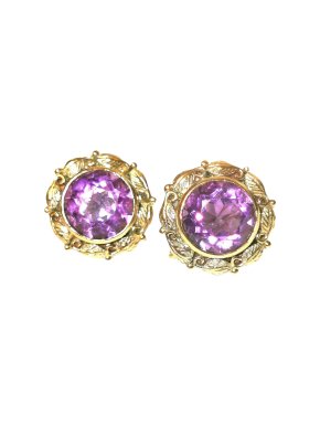 Bespoke Amethyst Yellow Gold Earrings