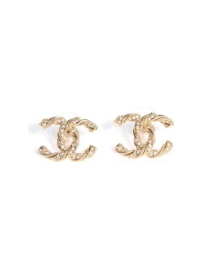 CHanel CC Twisted Faux Pearl Embellished Earrings