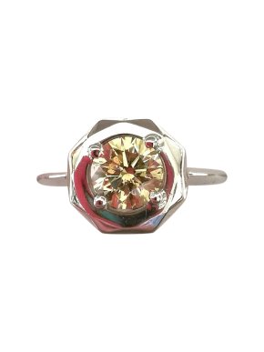 Cred Red natural intense 1.17ct yellow/brown diamond solitaire ring